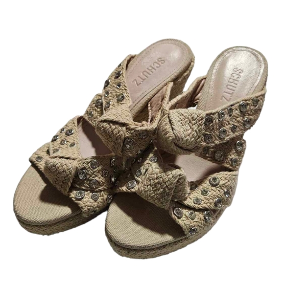 Schutz Enire Crystal Embellished Rope Wrap Knotted Wedge Sandal - Picture 5 of 8